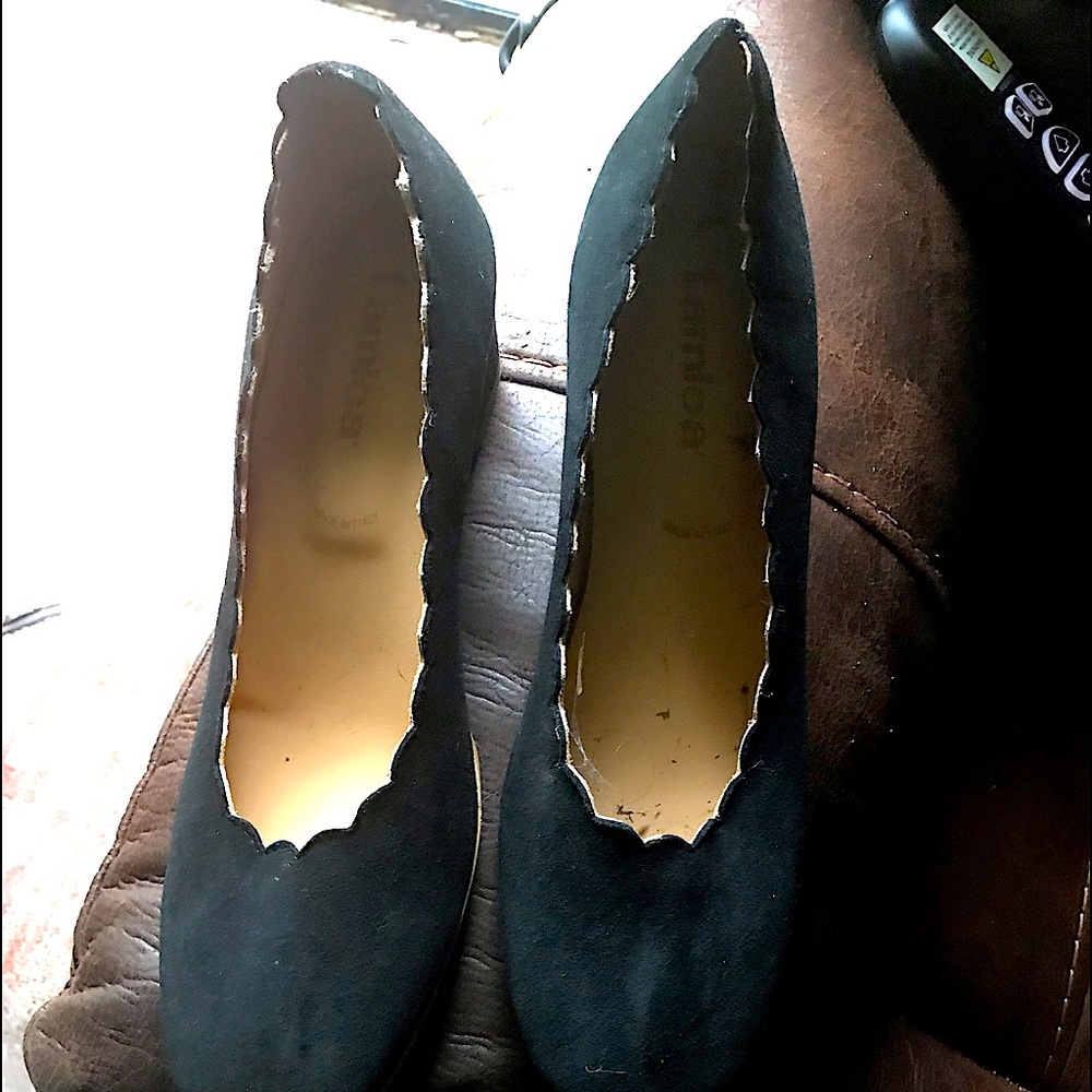 Black wedge shoes never  worn swede very pretty